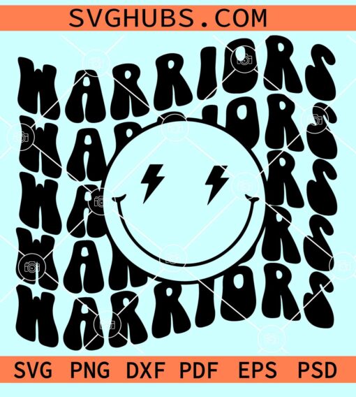 Warriors smiley face SVG, Warriors Smiley SVG, Hawaii Rainbow Warriors SVG