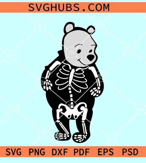 Winnie the Pooh Skeleton Halloween SVG, Winnie Pooh Halloween SVG