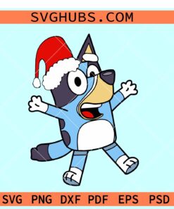 Bluey with Santa hat SVG, Bluey Christmas SVG, Bluey Cartoon SVG