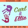 Carl and Ellie Mailbox Handprints SVG, Up movie handprints svg, Carl and Ellie svg