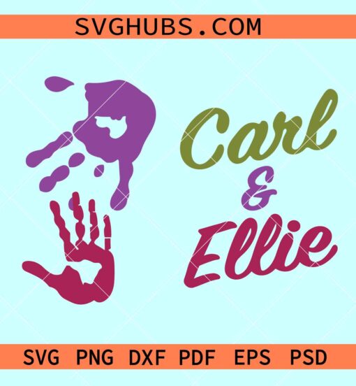 Carl and Ellie Mailbox Handprints SVG, Up movie handprints svg, Carl and Ellie svg