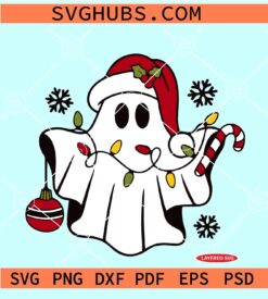 Christmas Ghost Santa Hat SVG, ghost Christmas SVG, spooky Christmas SVG