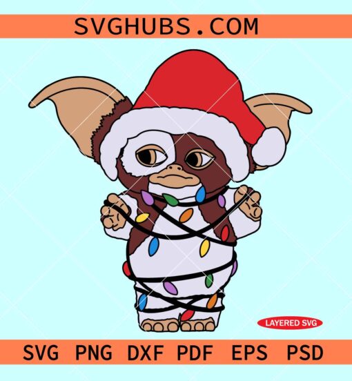 Christmas Gizmo SVG, Gizmo with Santa hat SVG, Gemlin Christmas SVG, Gemlins Christmas SVG