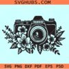 Floral Camera SVG file, photographer svg, camera with flowers svg, photography lover svg