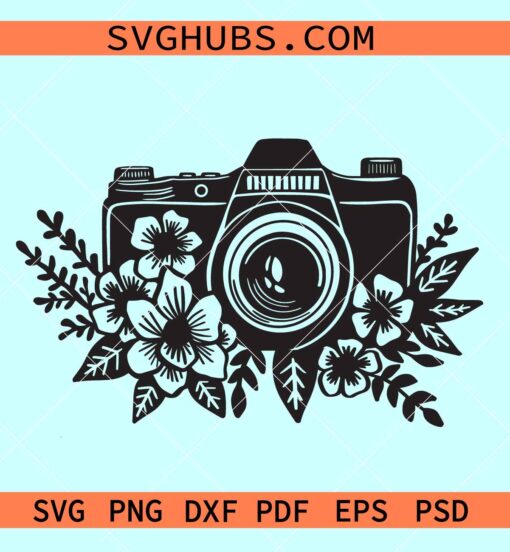 Floral Camera SVG file, photographer svg, camera with flowers svg, photography lover svg