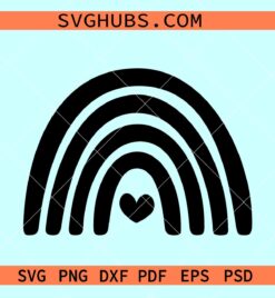Hand drawn rainbow with heart SVG, rainbow SVG, rainbow clipart