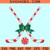 Hockey Christmas SVG, candy cade hockey sticks svg, ice hockey Christmas svg