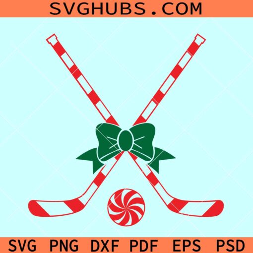 Hockey Christmas SVG, candy cade hockey sticks svg, ice hockey Christmas svg