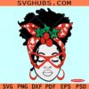 Messy bun Christmas SVG, afro woman Christmas svg, mom Christmas svg