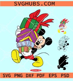 Mickey with gifts SVG, Mickey Christmas gifts SVG, Disney Christmas SVG