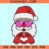 Santa with Heart Sunglasses Svg, Santa love you SVG, Santa love sign SVG