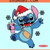 Stitch with Santa hat and Stanley tumbler SVG, Stitch Stanley cup inspired svg
