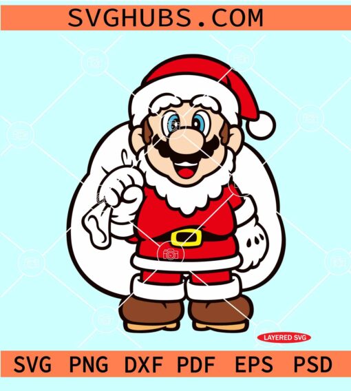Super Mario Santa Claus SVG, Mario Bros Christmas SVG, Christmas Super Mario SVG