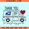 Thank You mail delivery SVG, delivery driver thank svg, postal truck SVG, mail carrier svg
