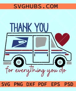 Thank You mail delivery SVG, delivery driver thank svg, postal truck SVG, mail carrier svg