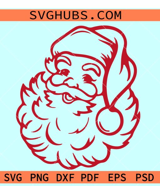 Vintage Santa svg files, old school father Christmas SVG, vintage Santa Face svg