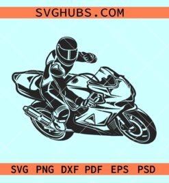 Biker on motorbike SVG, sport bike svg, bike racing svg, sports motorcycle svg