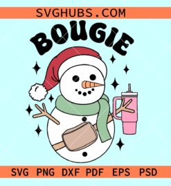 Bougie Snowman pink Christmas SVG, Snowman with tumbler svg, Christmas snowman svg