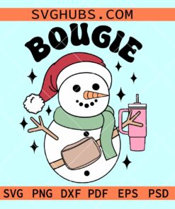 Bougie Snowman pink Christmas SVG, Snowman with tumbler svg, Christmas snowman svg