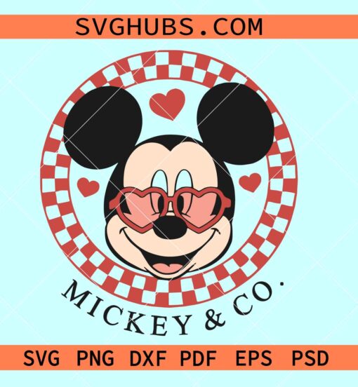 Checkered Mickey Valentine SVG, Mickey Mouse Valentine svg, Valentine svg files