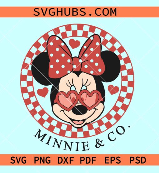 Checkered Minnie Valentine SVG, Minnie Valentine svg, Disney Valentine svg files