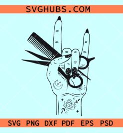 Hairstylist rock hand SVG, hairstylist skeleton hand svg, hairstylist svg