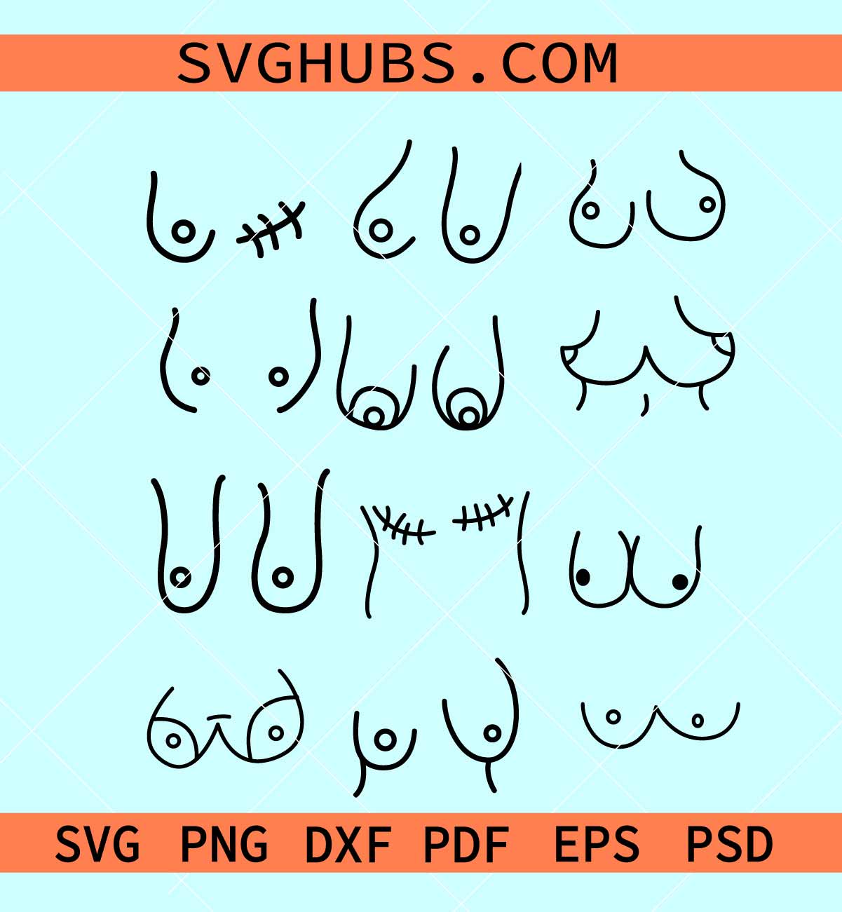 Hand drawn boobs SVG bundle, boobs svg, boobies svg, tits svg, breast SVG