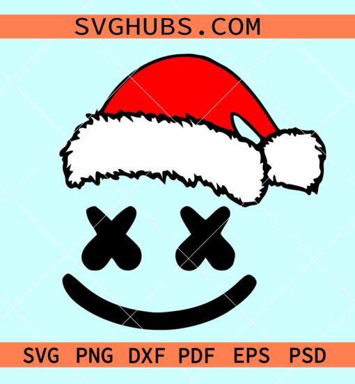 Marshmallow Christmas SVG, Rock Music Svg, Santa Hat Svg