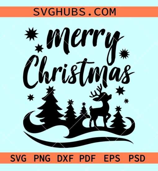 Merry Christmas sign svg, Merry Christmas svg, Merry Christmas Reindeer SVG