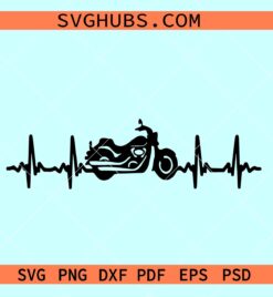 Motorcycle EKG svg, biker EKG svg, motorcycle heartbeat svg