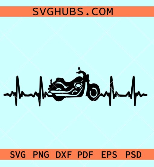 Motorcycle EKG svg, biker EKG svg, motorcycle heartbeat svg
