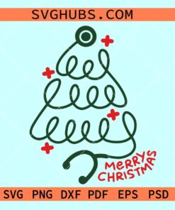 Nurse Christmas tree SVG, stethoscope Christmas tree svg, nurse crew svg