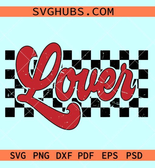 Retro Checkered Lover SVG, love checkered pattern svg, Valentine lover SVG