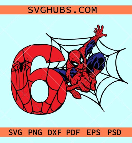 Spiderman 6th Birthday SVG