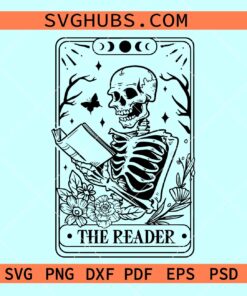 The reader tarot card SVG, skeleton reading svg, Tarot reader svg