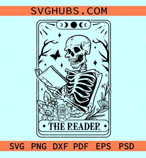 The reader tarot card SVG, skeleton reading svg, Tarot reader svg