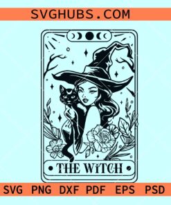The witch tarot SVG, witch and cat tarot, witch tarot svg