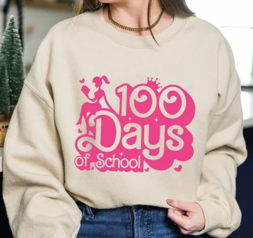 100 days of school pink doll SVG - Image 2