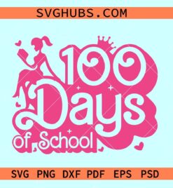 100 days of school pink doll SVG