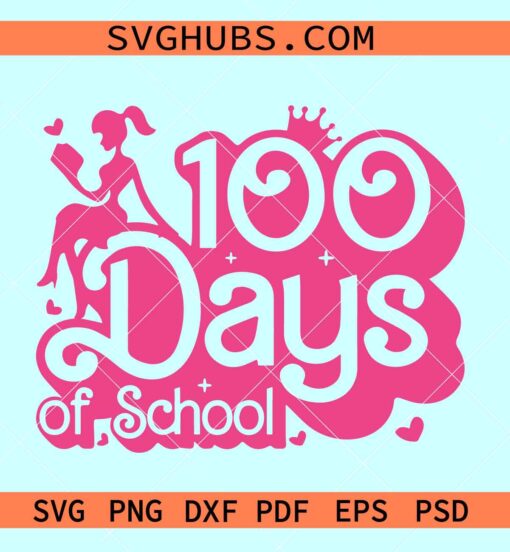 100 days of school pink doll SVG