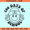 100 days of school smiley peace sign SVG