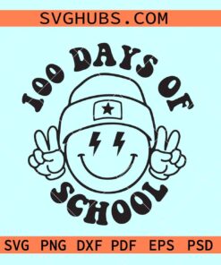 100 days of school smiley peace sign SVG