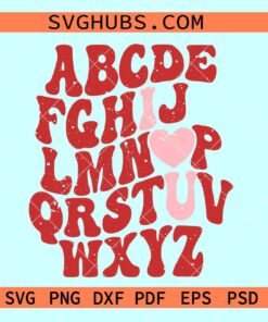 ABC I love you retro SVG, retro Valentine svg, Valentine Alphabets svg