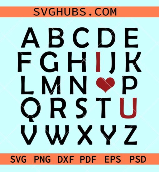 ABCD I Love you SVG, Valentine Svg, Valentine Png