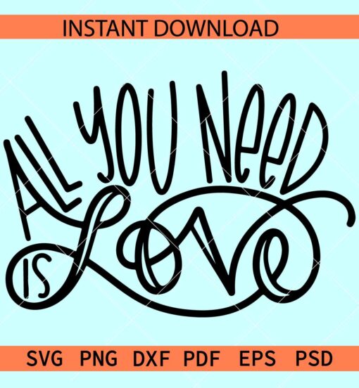All you need is love SVG, All you need is love wavy text SVG