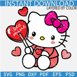 Be Mine Hello Kitty SVG, Hello Kitty Be Mine SVG, Valentine Kitten SVG