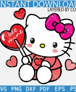 Be Mine Hello Kitty SVG, Hello Kitty Be Mine SVG, Valentine Kitten SVG