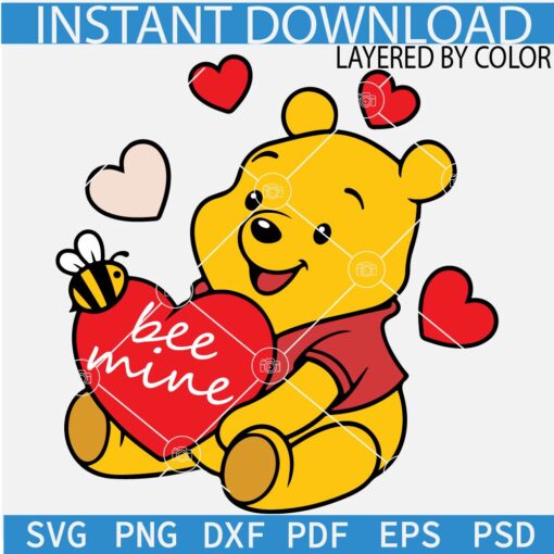 Be Mine Winnie The Pooh SVG, Winnie the Pooh Valentine SVG