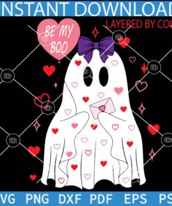 Be My Boo Ghost SVG, Valentines Day Ghost SVG, Ghost with heart Balloon svg