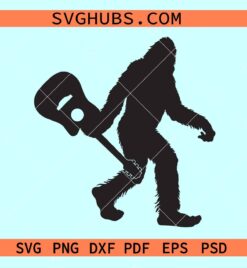 Bigfoot holding a guitar SVG, bigfoot svg, bigfoot guitar svg